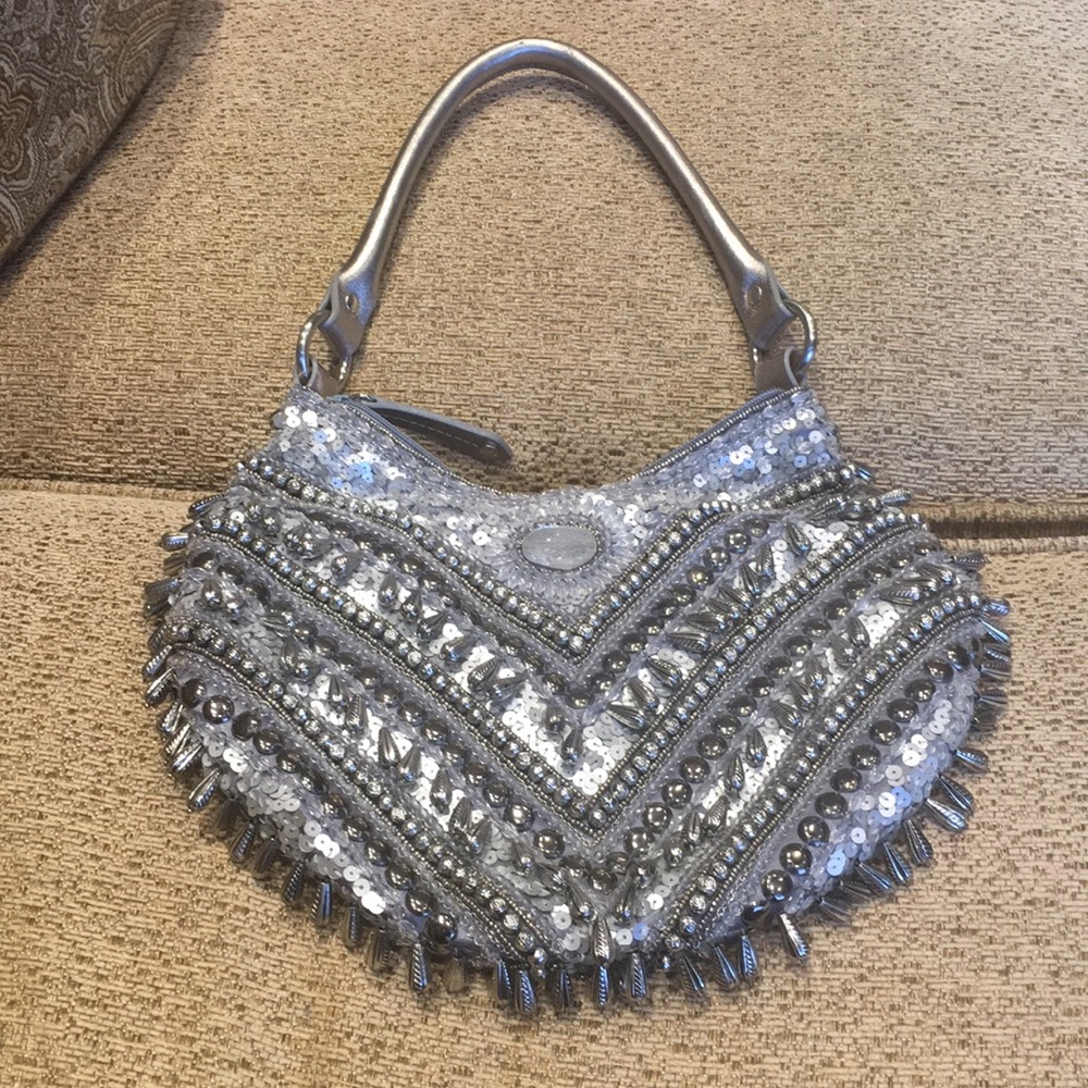 Adrienne Vittadini Silver beaded purse